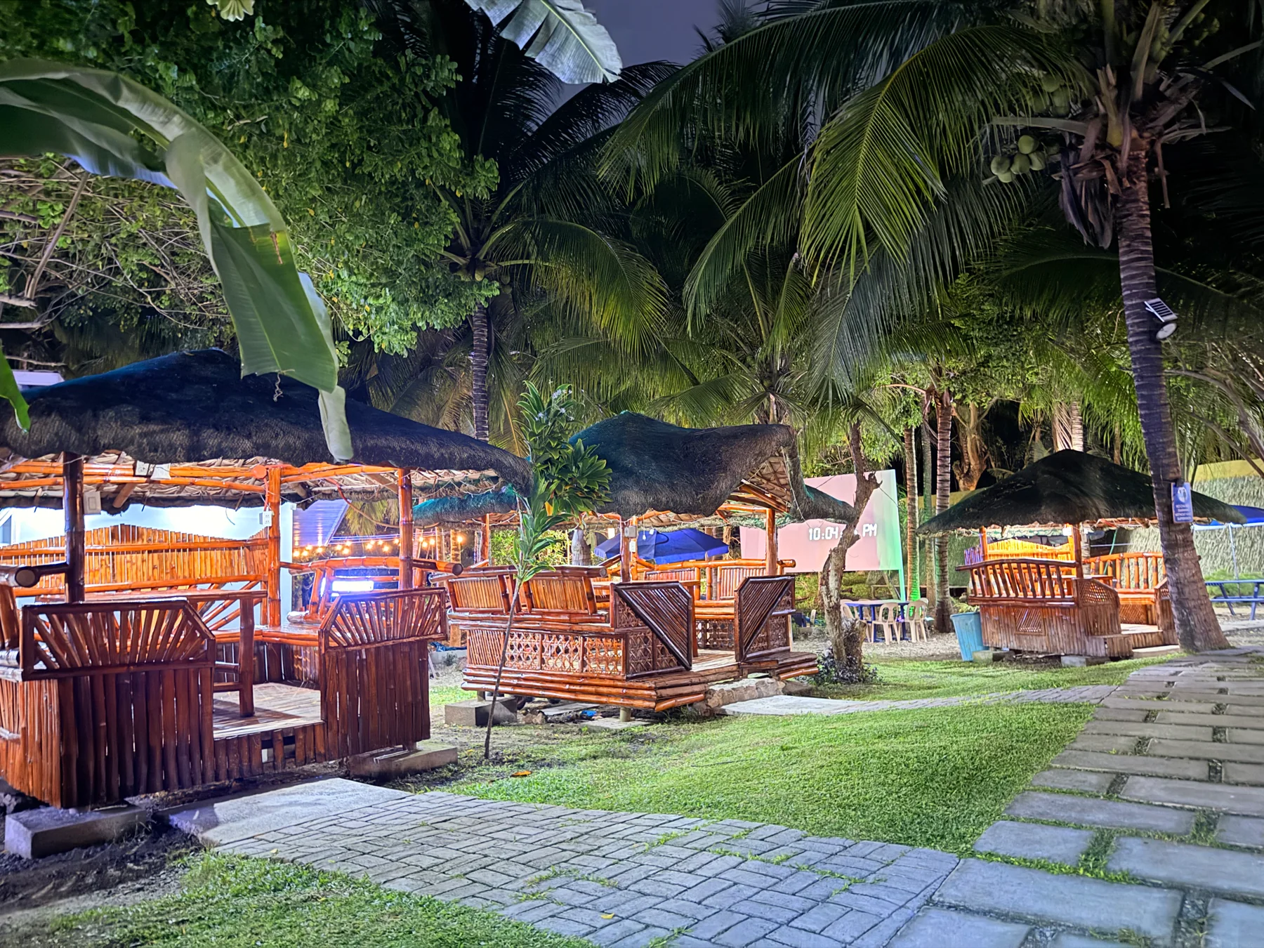 Starksway Resort illuminated at night