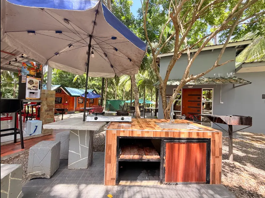 Outdoor cooking and grilling area